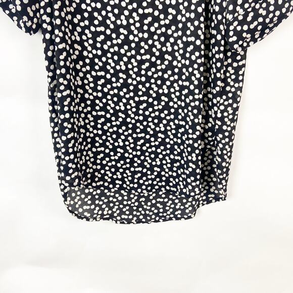 2/$30 Banana Republic Small Womens Black White Polka Dot Popover Blouse Top - Picture 3 of 8